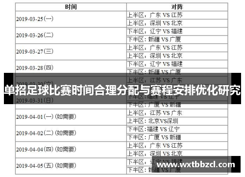 单招足球比赛时间合理分配与赛程安排优化研究